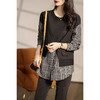 百媚生 圆领长袖套头宽松复古日系格子拼接假两件卫衣女W26S23463 商品缩略图2