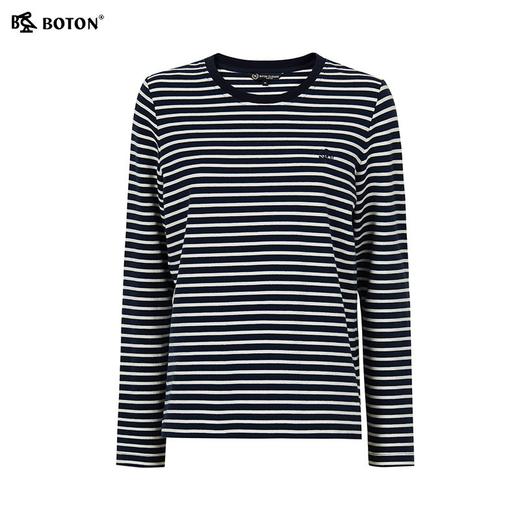 波顿女士秋冬海军风条纹圆领通勤百搭长袖针织衫LT351325 商品图6