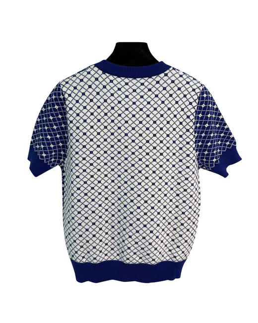 女款菱格V领短袖针织衫la010 商品图1