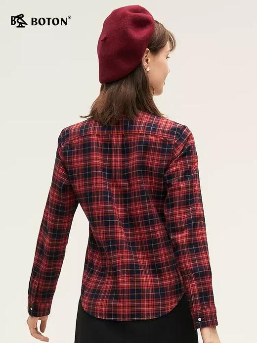 波顿女士春秋英伦格纹长袖衬衫 经典百搭舒适触感LS021324 商品图1