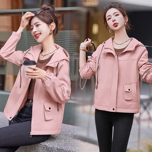 丁摩 春装外套女新款气质连帽显瘦上衣休闲夹克5ZF-172 商品图2