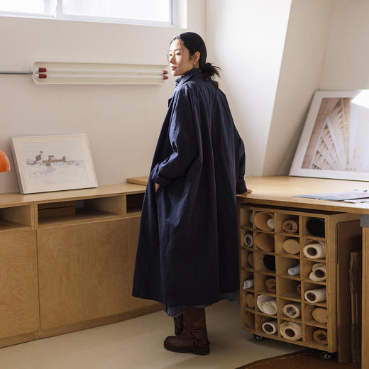 绽放796朵/蓝图风衣·进口长绒棉廓形感连身袖落肩长袖风衣外套女 商品图2