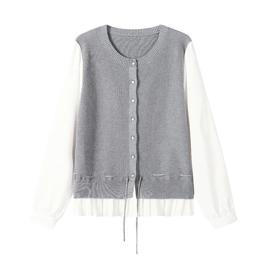 「自」全新升级【铂金会员183/天猫249/差价66】(60250)洛诗琳衬衫拼接假两件上衣2026春季新款高级感收腰系带上衣 商品图4