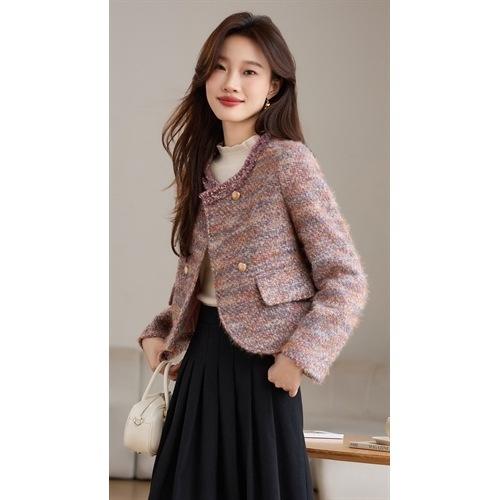 丁摩 粗花毛呢小外套超短款外搭加棉女装上衣气质小香风裙裤百搭款5ZF-17200 商品图0
