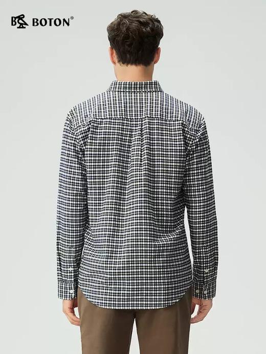 【抗菌防臭】波顿男士春秋冬季翻领修身长袖衬衫中厚磨毛格子衬衣MS133325 商品图2