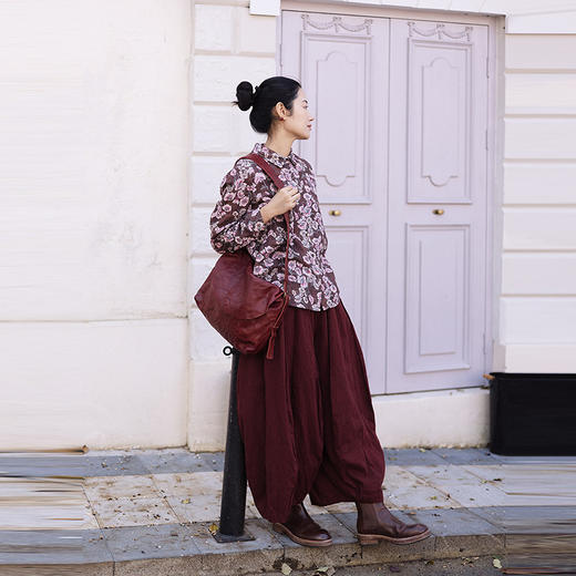 绽放029朵/"马上笑开花"衬衫·双纱微皱棉感花卉印花长袖衬衫女春 商品图1