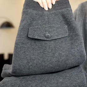 丁摩 灰色极简风高腰直筒裤女秋冬新款宽松显瘦大码休闲长裤5ZF-1011