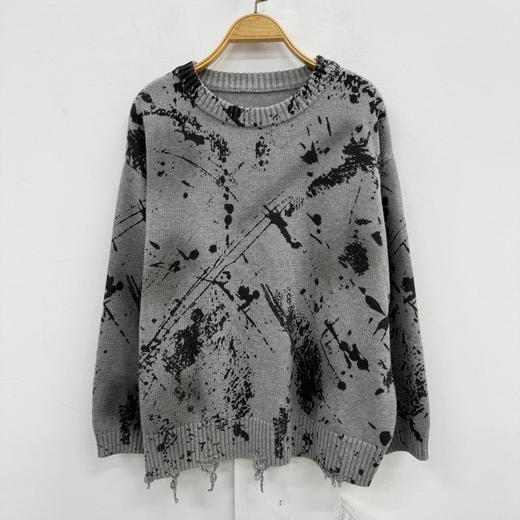 NC圆领刷漆磨烂长袖毛织上衣51027（灰） 冬季 253020500321 商品图1