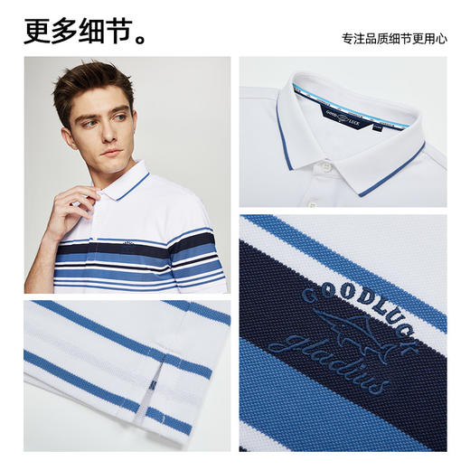 【桑蚕丝】德鲨鲨鱼条纹短袖POLO衫男2026夏季新款休闲T恤 商品图3