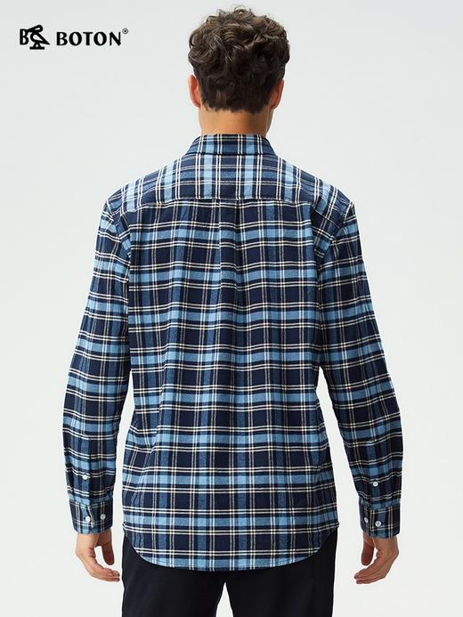 【抗菌防臭】波顿男士春冬秋季磨毛格子长袖衬衫修身休闲舒适衬衣MS131325 商品图2