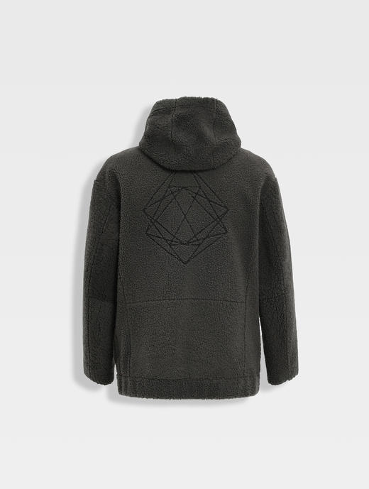 callisto黑色双面可穿羊毛皮革连帽皮衣 商品图3