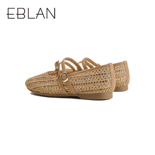 【上新】伊伴2026春季时髦舒适平底浅口编织网面单鞋玛丽珍B26196032 商品图3