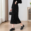丁摩 新品色亮片半身裙女中长款春秋新款高腰丝绒a字裙半裙包臀裙5ZF-D887 商品缩略图2