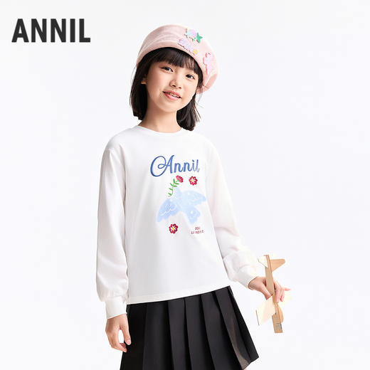 女童圆领长袖T恤春季新款安奈儿童装EG611740 商品图2