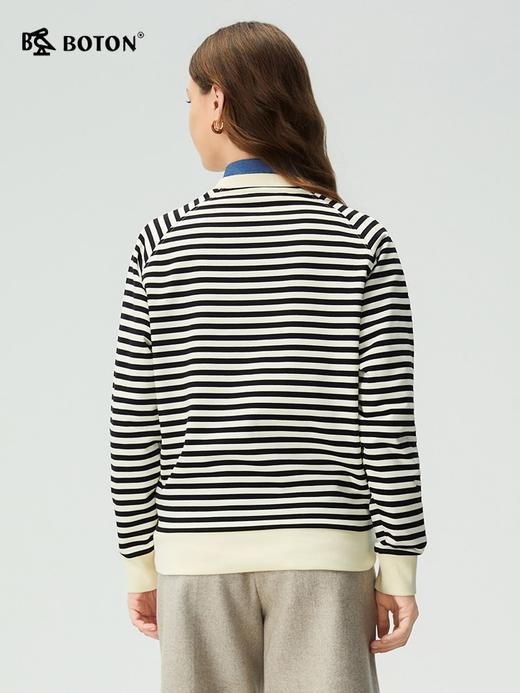 波顿女士秋冬海军风条纹圆领插肩袖百搭通勤长袖针织衫LT352325 商品图3