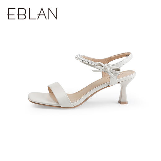 【上新】伊伴2026夏季法式优雅浪漫珍珠一字带高跟凉鞋B26395122 商品图1