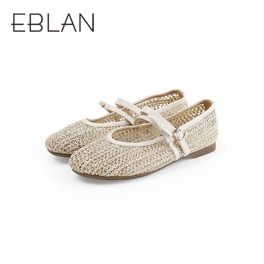 【上新】伊伴2026春季时髦舒适平底浅口编织网面单鞋玛丽珍B26196032 商品图4