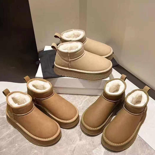 （驼色 37无货勿拍  米色37无货勿拍  驼色39 无货勿拍）简约百搭皮面雪地靴-纪念日百货门店同款167747237 商品图0