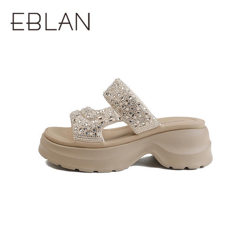 【上新】伊伴2026夏季闪耀水钻增高神器休闲凉拖鞋B26398210 商品图1