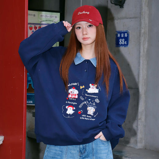 翻领卡通图案卫衣-纪念日百货门店同款169493437 商品图0