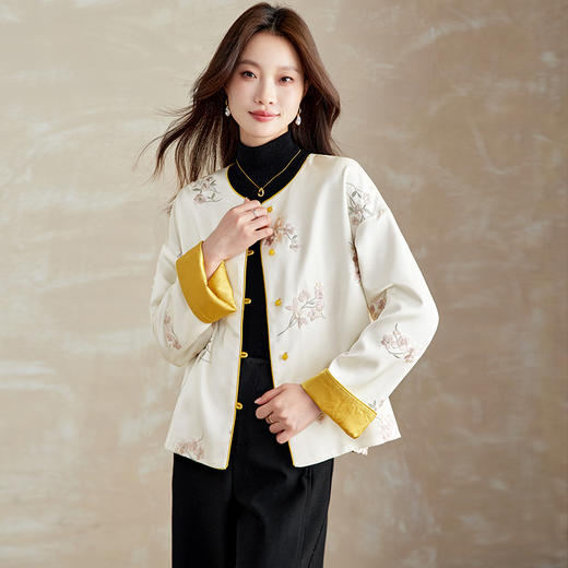 百媚生新中式轻国风圆领绣花双面穿外套66102 商品图4