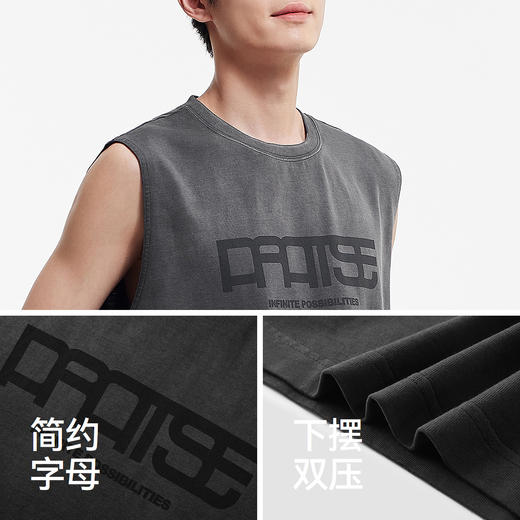 森马背心男夏季纯棉字母印花圆领无袖上衣时尚渐变宽肩针织马甲 商品图3