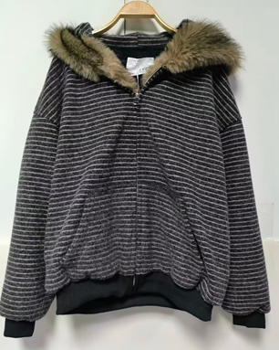 NC连帽大毛领条纹加绒外套51203 冬季 134314222572 商品图2
