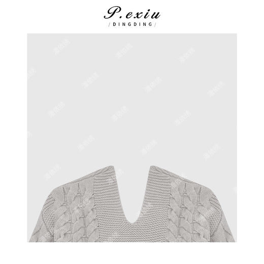 A008潘依绣丁丁宠粉100羊-毛 法式气质麻花编制U领毛衣 Q1250 商品图2