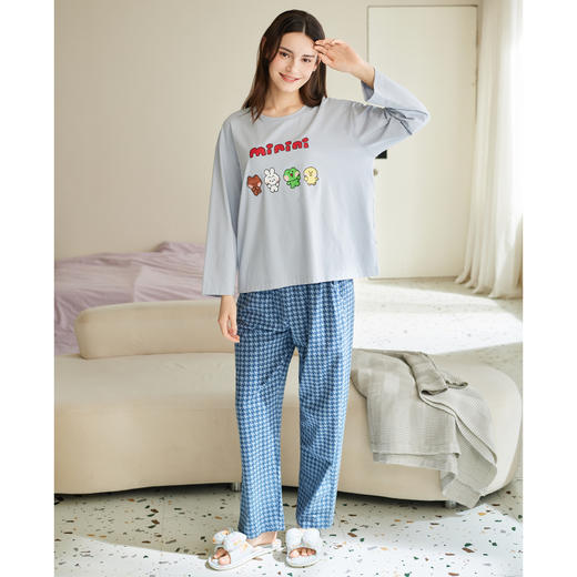 【品牌直发 换季焕新】芬腾布朗熊女士纯棉睡衣春秋季圆领长袖套装可爱休闲可外穿家居服 商品图3