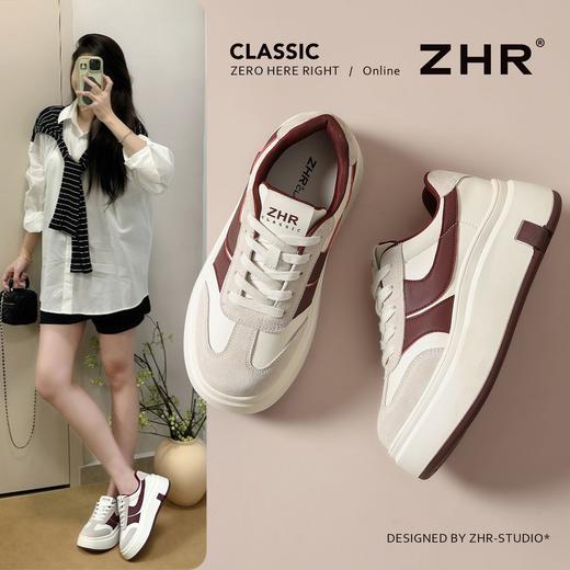 ZHR真皮二层猪皮厚底增高休闲鞋2026春季新款百搭小个子运动女鞋 商品图0