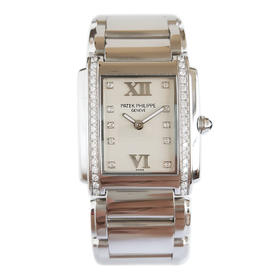 【95新】PATEK PHILIPPE 百达翡丽4910/10A-011石英机芯25*30MM（女款）TWENTY~4系列精钢；镶嵌钻石290126NJS09