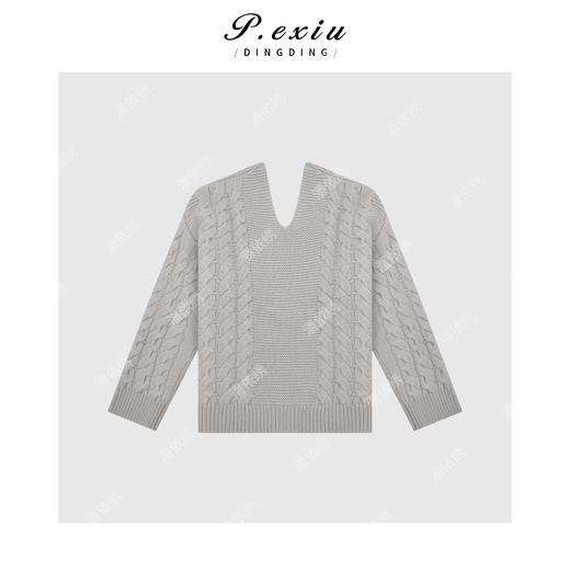 A008潘依绣丁丁宠粉100羊-毛 法式气质麻花编制U领毛衣 Q1250 商品图1