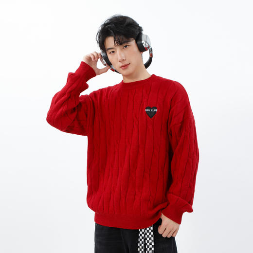 复古时尚潮流爱心绞花毛衣-纪念日百货门店同款169448011 商品图0