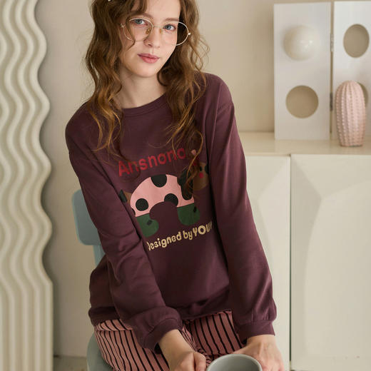 【品牌直发 换季焕新】芬腾女士纯棉长袖睡衣全棉春秋季新款休闲宽松套头春天家居服套装 商品图4