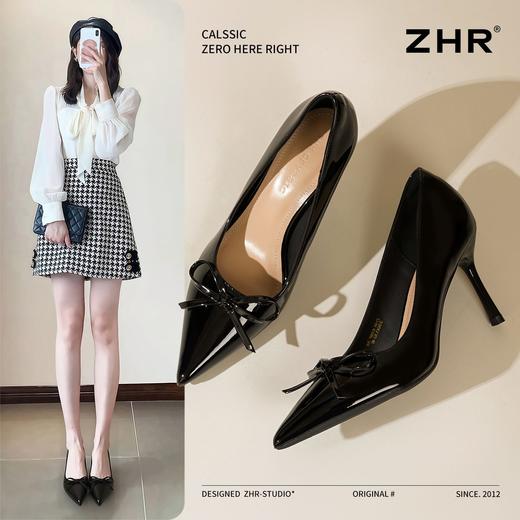 ZHR则则尖头裸色高跟鞋女2026春季新款蝴蝶结浅口单鞋气质女鞋子 商品图2