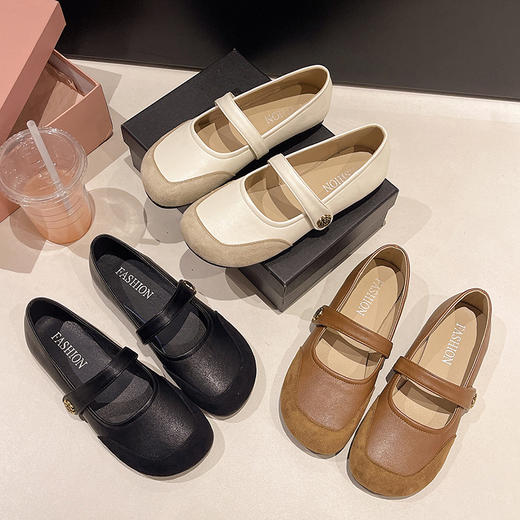 【YW】无忧购复古拼接玛丽珍单鞋女款春季浅口法式勃肯鞋582（3.1截单后3-7天发货) 商品图3