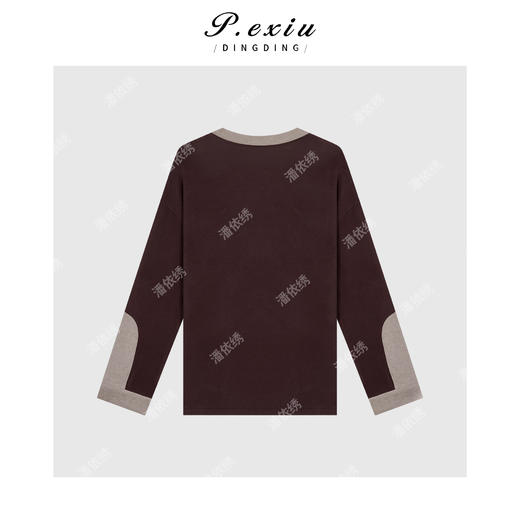 A008潘依绣丁丁宠粉设计感撞色袖口拼接上衣 Q56007 商品图1