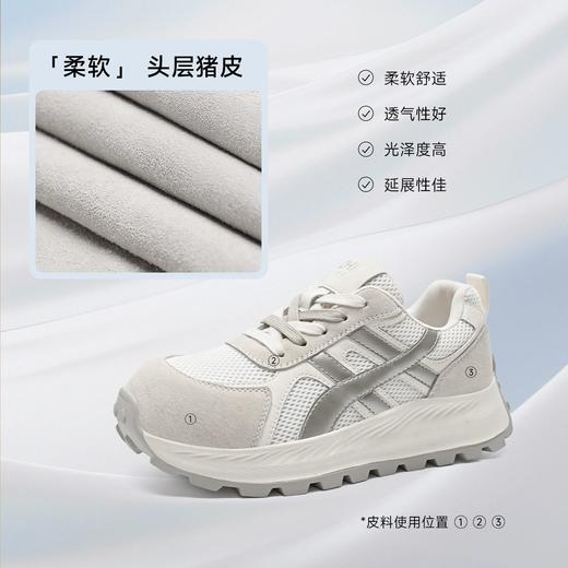 ZHR则则头层猪皮阿甘鞋女春秋款网面运动鞋女百搭休闲鞋德训鞋女 商品图6