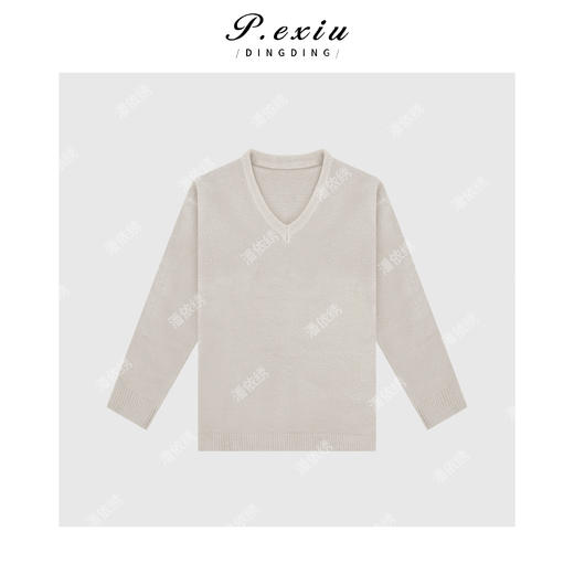 A008潘依绣丁丁宠粉羊-毛 文艺风气质小V领毛衣 Q5689 商品图0