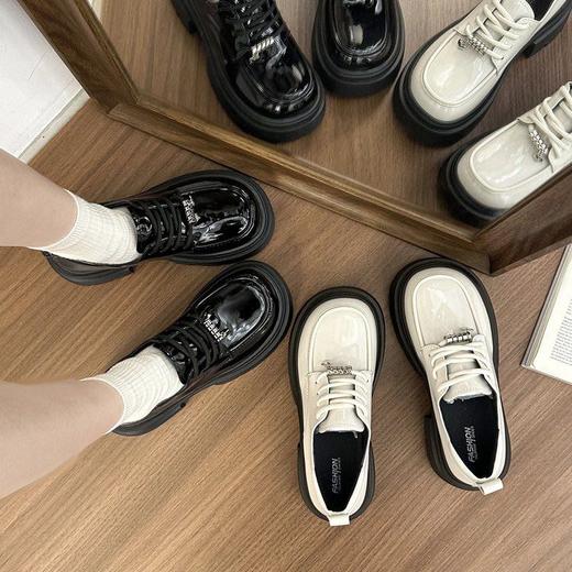 【YW】无忧购英伦风厚底小皮鞋女春季新款复古百搭系带增高单鞋H9272（3.1截单后3-7天发货) 商品图2