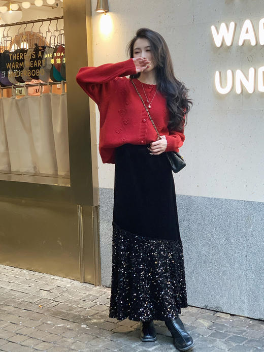 【百图lulu定制】【虞美人闪光裙】鱼尾 亮片 点缀 丝绒鱼尾裙 商品图8