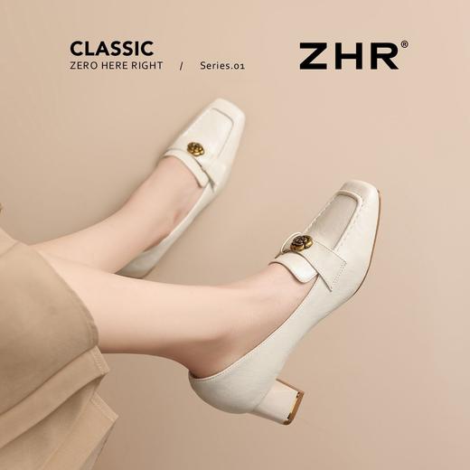 ZHR则则山茶花优雅浅口单鞋女2026新款时髦百搭复古方头粗跟单鞋 商品图4
