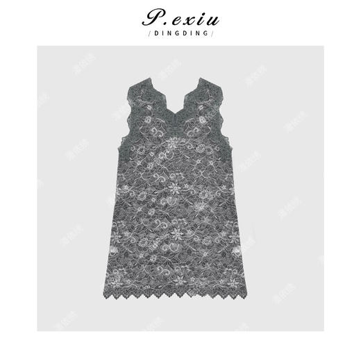 04-1潘依绣丁丁宠粉法式植绒蕾丝勾花V领气质无袖背心 W-62662 商品图2