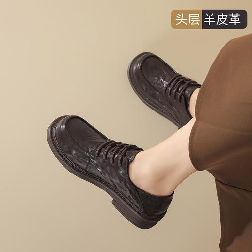 ZHR头层羊皮英伦单鞋2026新款乐福鞋系带黑色小皮鞋百搭通勤女鞋 商品图9