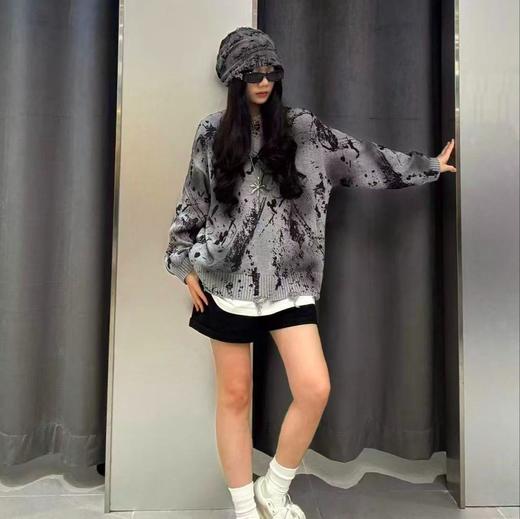 NC圆领刷漆磨烂长袖毛织上衣51027（灰） 冬季 253020500321 商品图0