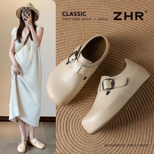 ZHR则则内增高勃肯鞋女2026春季新款英伦风圆头一脚蹬软底小皮鞋 商品图0