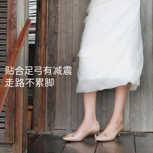 7or9蝴蝶结裸粉高跟鞋新款春系百搭桃红马卡龙 商品图4