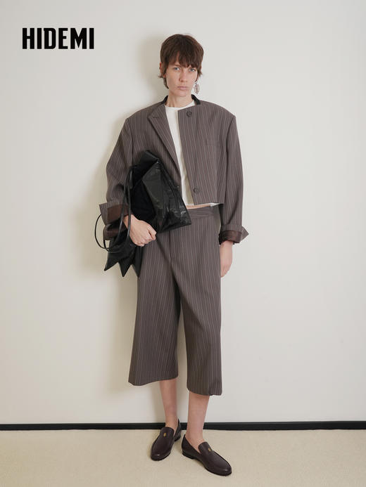 HIDEMI 美利奴羊毛短西装外套通勤上衣阔腿西八分裤套装 商品图7