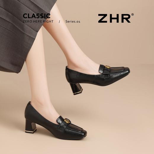 ZHR则则山茶花优雅浅口单鞋女2026新款时髦百搭复古方头粗跟单鞋 商品图8