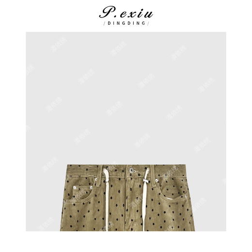 04-1潘依绣丁丁宠粉度假风波点直筒灯芯绒裤子 Q6781 商品图2